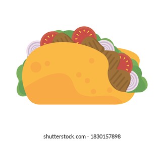 mexican taco food detailed style icon vector illustration design