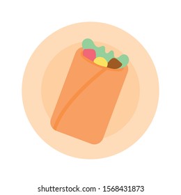 mexican taco food fill style icon vector illustration design