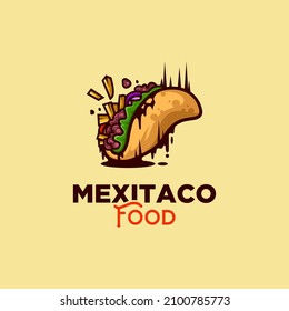 mexican taco food logo with playful design and illustration