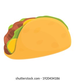 Mexican taco icon. Cartoon of mexican taco vector icon for web design isolated on white background