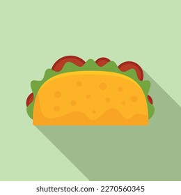 Mexican taco icon flat vector. Tortilla food. Tacos menu