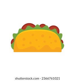 Mexican taco icon flat vector. Tortilla food. Tacos menu isolated