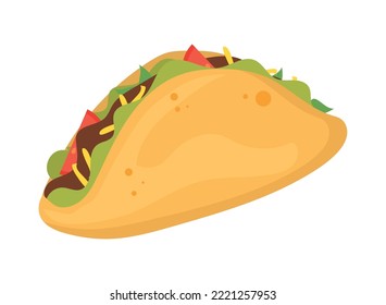 mexican taco icon on white background