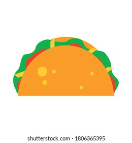mexican taco icon over white background, flat style, vector illustration