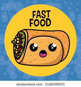 mexican taco kawaii character