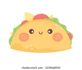 mexican taco kawaii comic character