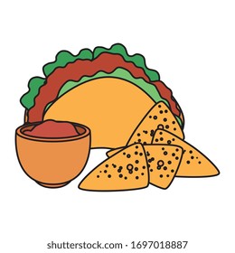 Mexican taco nachos and bowl design, Mexico culture tourism landmark latin and party theme Vector illustration