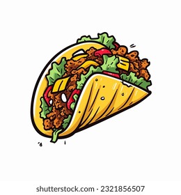 Mexican taco. Tacos hand-drawn illustration. Vector doodle style cartoon illustration