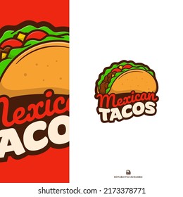 mexikanisches Tacos-Cartoon-Symbol-Logo. Tacos einzeln Cartoon Symbol Logo.