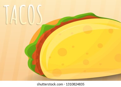 Mexican tacos concept banner. Cartoon illustration of mexican tacos vector concept banner for web design