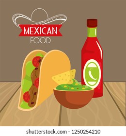 mexican tacos food with traditional sauces