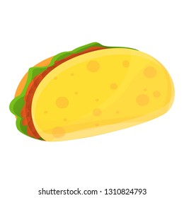 Mexican tacos icon. Cartoon of mexican tacos vector icon for web design isolated on white background
