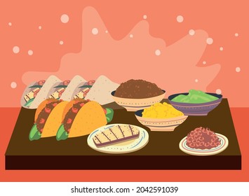 mexican tacos and ingredients food