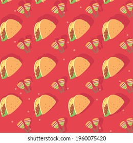 Mexican tacos and maracas background