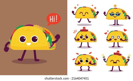 Mexican Tacos Mascot Vector Set