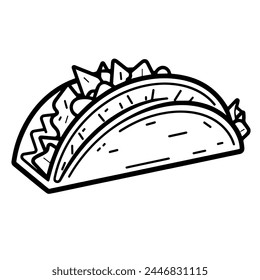 Mexican tacos outline symbol, ideal for food or restaurant graphics.
