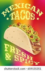 Mexican tacos realistic vector poster design