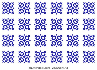 Mexican talavera blue ceramic tile. Traditional seamless pattern from Puebla.