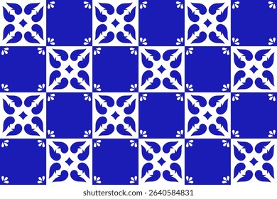 Mexican talavera blue ceramic tile. Traditional seamless pattern from Puebla.