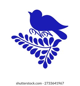 Telha cerâmica mexicana de Talavera com pássaro. Padrão do México. Tradicional Puebla Songbird. Ilustração vetorial. 