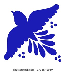 Mexican Talavera Ceramic Tile With Bird. Pattern From Mexico. Traditional Puebla Songbird. Vector Illustration. 