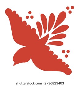 Mexican Talavera Ceramic Tile With Bird. Pattern From Mexico. Traditional Puebla Songbird. Vector Illustration. 