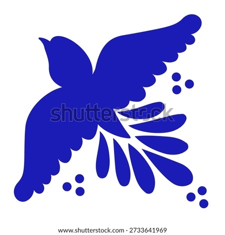 Mexican Talavera Ceramic Tile With Bird. Pattern From Mexico. Traditional Puebla Songbird. Vector Illustration. 