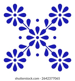 Talavera mexicana azulejo de cerâmica com flor. Estilo tradicional de Puebla. Ilustração vetorial. Arte de design de mosaico.