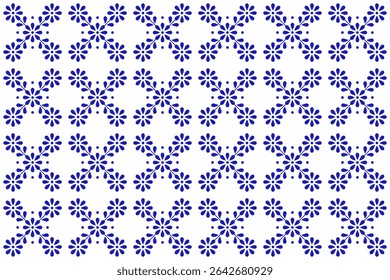 Mexican talavera ceramic tile with flower. Mexico seamless pattern. Vector illustration. Mosaic design art.