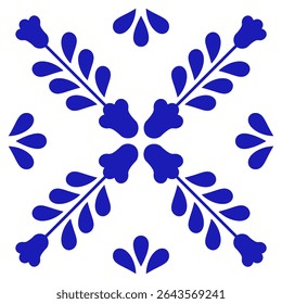 Talavera mexicana azulejo de cerâmica com flor. Estilo tradicional de Puebla. Ilustração vetorial. Arte de design de mosaico.