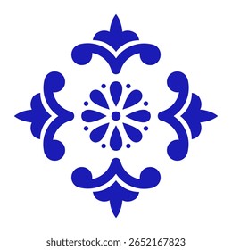 Talavera mexicana azulejo de cerâmica com flor. Estilo tradicional de Puebla. Ilustração vetorial. Arte de design de mosaico.