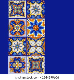 Mexican talavera ceramic tile pattern. Ethnic folk ornament. Italian pottery, portuguese azulejo or spanish majolica.
