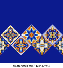 Mexican talavera ceramic tile pattern. Ethnic folk ornament. Italian pottery, portuguese azulejo or spanish majolica.