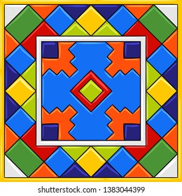 Mexican talavera ceramic tile pattern. Ethnic folk ornament.