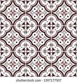 Mexican talavera ceramic tile pattern, Italain pottery decor, Portuguese azulejo seamless design, colorful Spanish majolica ornament, gray and brown antique wallpaper background, vector illustration