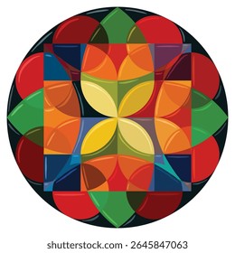 Mexican talavera ceramic tile pattern. Decoration with ornamental flowers. Traditional decorative circle objects. Ethnic round folk ornament. Vector background