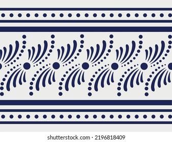 Mexican talavera design, linear pattern in blue color