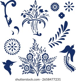 Elementos de mosaico de talavera mexicana Pack ilustración de colección en Arte vectorial