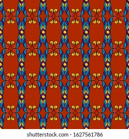Mexican talavera seamless pattern. Decorative background with ornamental flowers. Traditional tile decorative objects. Ethnic folk ornament.