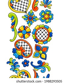 Mexican talavera seamless pattern. Decorative background with ornamental flowers. Background with mexican talavera pattern. Decoration with ornamental flowers.