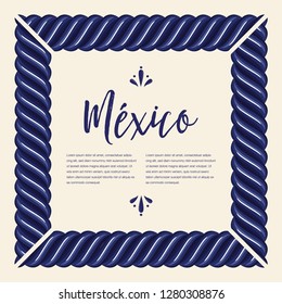 Mexican Talavera Style Tile Frame from Puebla; México – Copy Space