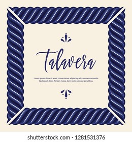Mexican Talavera Style Tile Frame from Puebla; México – Copy Space