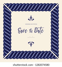 Mexican Talavera Style Tile Frame from Puebla; México – Save The Date Card, Copy Space - Vector