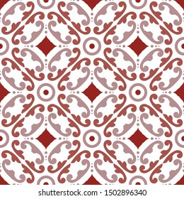 Mexican talavera, vintage ceramic tile pattern, Italain pottery decor, Portuguese azulejo seamless tiled design, colorful Spanish majolica ornament,brown and white antique wallpaper background, vector