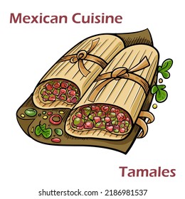 Mexican tamales recipe with steamed banana leaves - Traditional gastronomy of Mexico