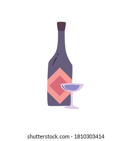 Mexican tequila bottle with cup free form style icon design, Mexico culture tourism landmark latin and party theme Vector illustration