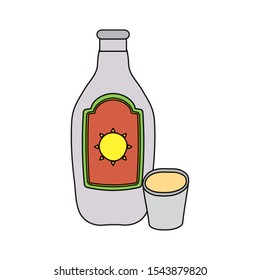 mexican tequila bottle and cup vector illustration design