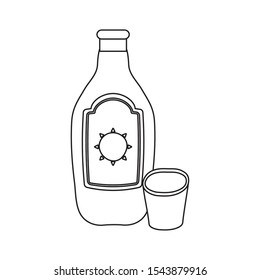 mexican tequila bottle and cup vector illustration design