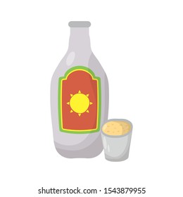 mexican tequila bottle and cup vector illustration design