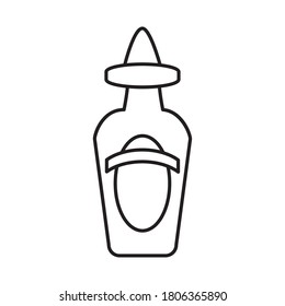 icono de botella tequila mexicana sobre fondo blanco, estilo de línea, ilustración vectorial